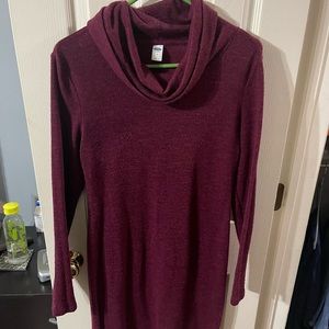 Cowl neck sweater dress